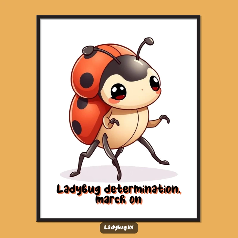 Free Printable Ladybug Wall Art: Determined March, Funny Downloadable Decor for Whimsical Spaces