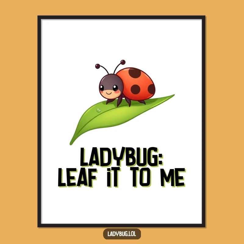 Funny Free Printable Ladybug Wall Art: Sliding Adventure, Dewdrop Leaf DIY Decor