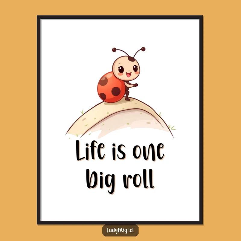 Free Printable Wall Art: Rolling Ladybug - Funny Downloadable Decor