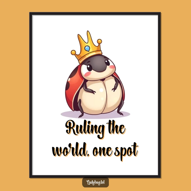 Free Printable Wall Art: Funny Crowned Ladybug - Humorous Downloadable Decor
