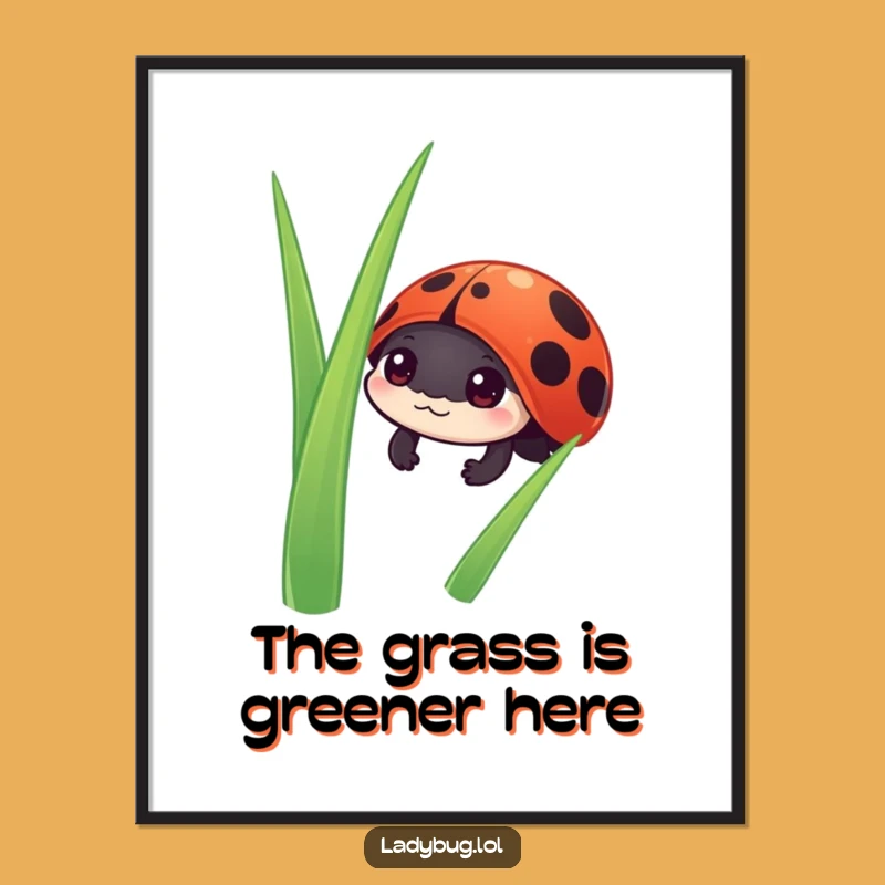Funny Free Printable Wall Art: Curious Ladybug Peeking, Whimsical Downloadable Decor