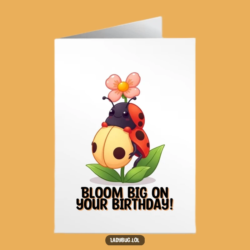 Free Printable Birthday Card: Ladybug Petal Balance, Humorous Downloadable Gift