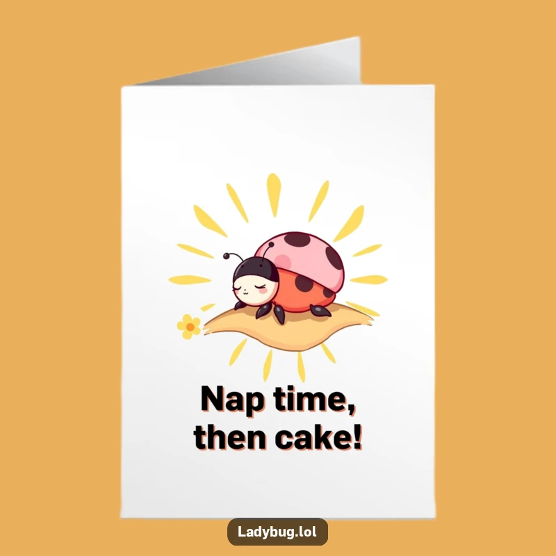 Free Printable Birthday Card Funny Ladybug Napping Sunbeam Gift