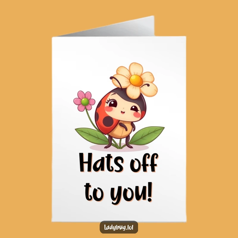 Free Printable Birthday Card: Ladybug Flower Hat Fun - Funny Downloadable Wishes
