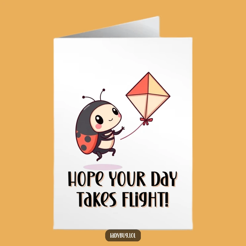 Free Printable Birthday Card: Ladybug Kite Fun - Funny Downloadable Celebration