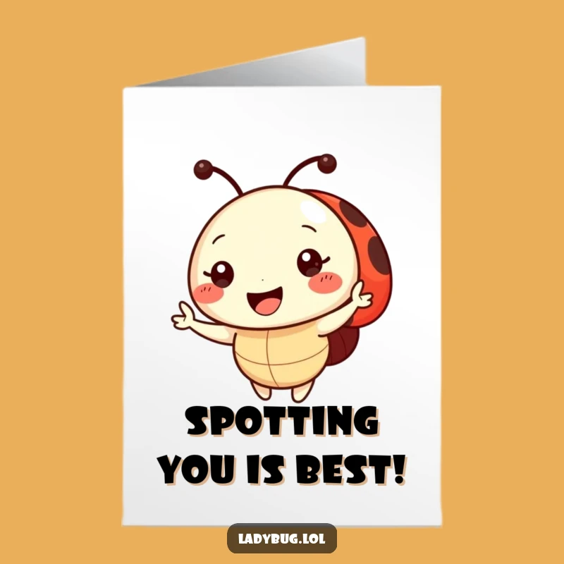 Free Printable Birthday Card: Smiling Ladybug Wave - Funny Downloadable Gift