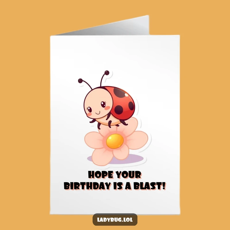 Free Printable Funny Birthday Card: Playful Ladybug Bouncing, Hilarious Downloadable Gift for Her