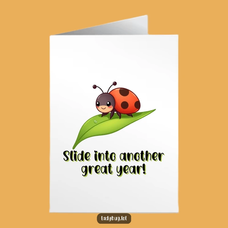 Free Printable Ladybug Birthday Card: Sliding Fun, Dewdrop Leaf DIY Downloadable Gift
