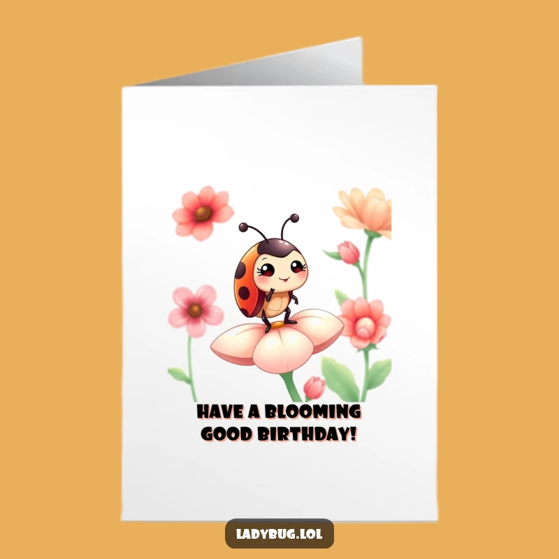 Free Printable Ladybug Birthday Card: Winking Flower Petal Downloadable Gift