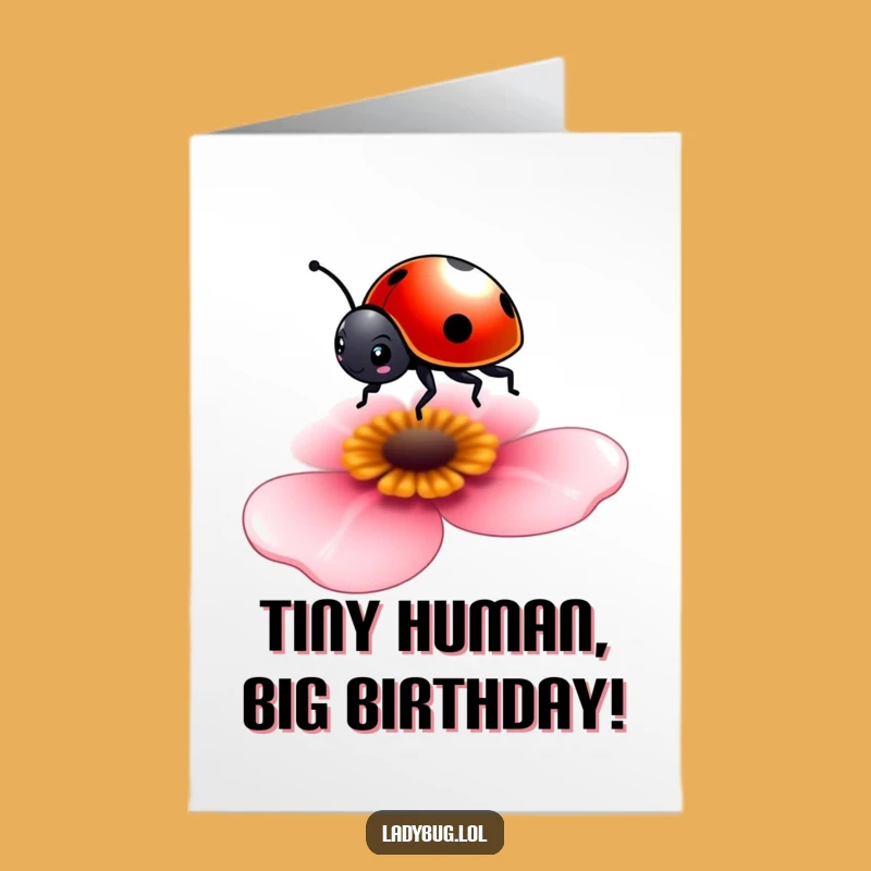 Free Printable Tiny Ladybug Birthday Card: Funny Downloadable Gift for a Delicate Celebration