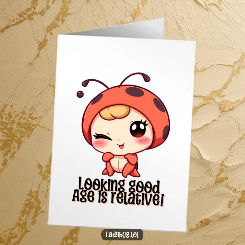 Funny Free Printable Birthday Card: A winking ladybug playfully poses, ready to celebrate a special birthday in style.