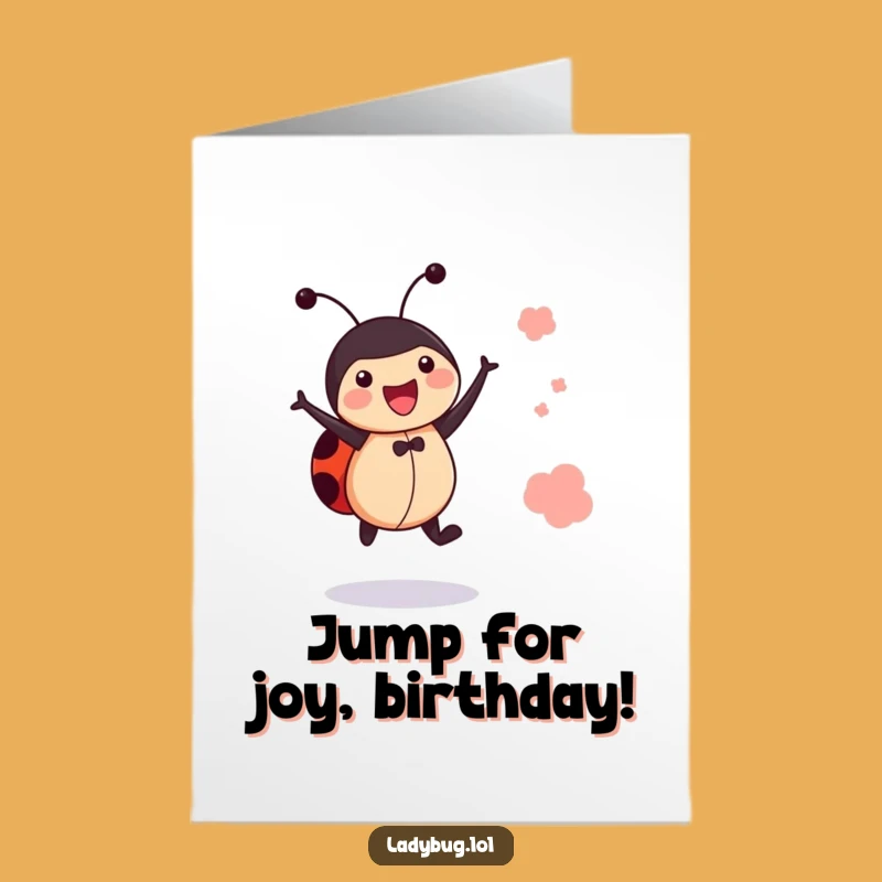 Free Printable Birthday Card: Joyful Ladybug, Fun Downloadable Gift for a Happy Birthday