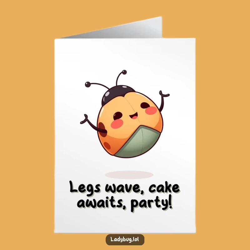 Funny Free Printable Birthday Card: Happy Ladybug Waving Legs, Perfect Downloadable Gift