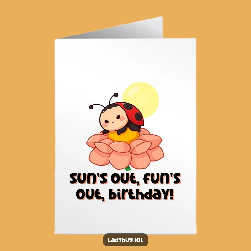 Free Printable Birthday Card: Sunbathing Ladybug, Funny Downloadable for a Relaxing Celebration
