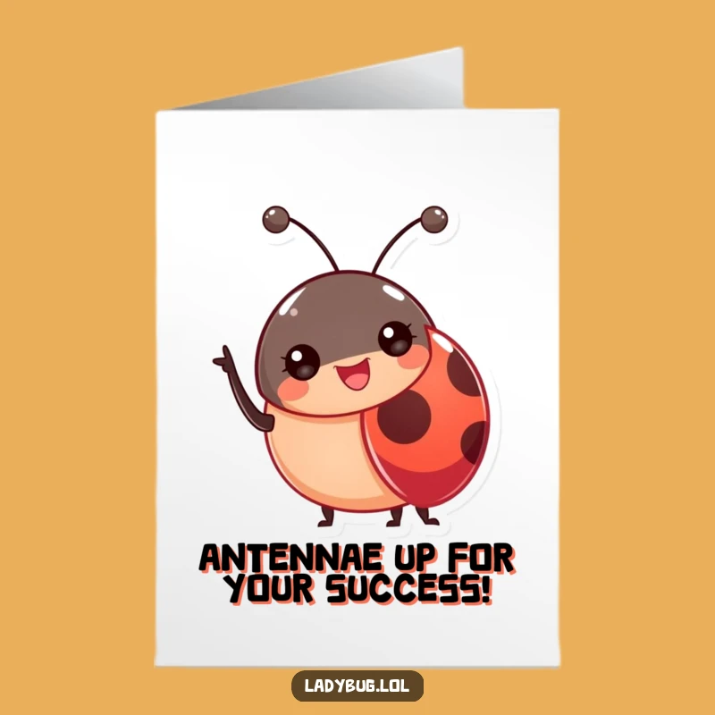 Free Printable Congrats Card: Ladybug Antennae Wave - Achievement Downloadable Gift