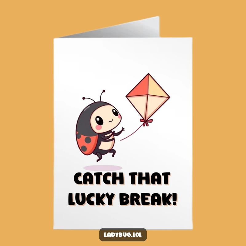 Free Printable Congrats Card: Ladybug Kite Triumph - Humorous Downloadable Success