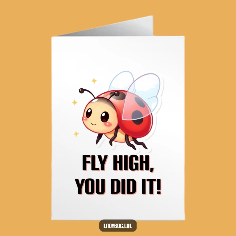 Free Printable Congrats Card Ladybug Flying Sparkle Gift Downloadable
