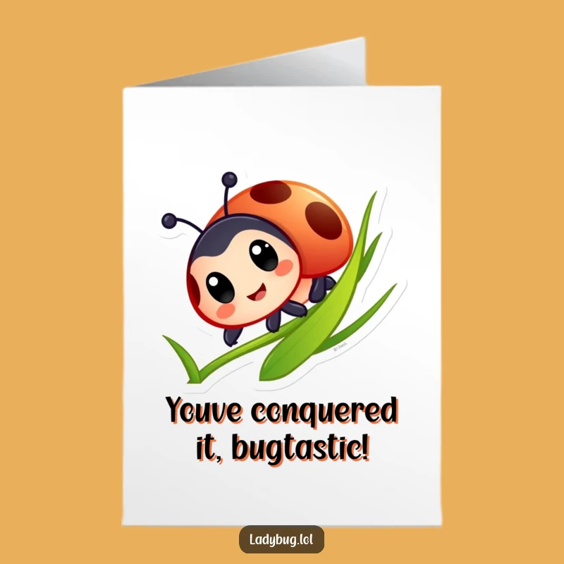 Free Printable Congrats Card: Ladybug Sliding - Joyful Downloadable Greeting