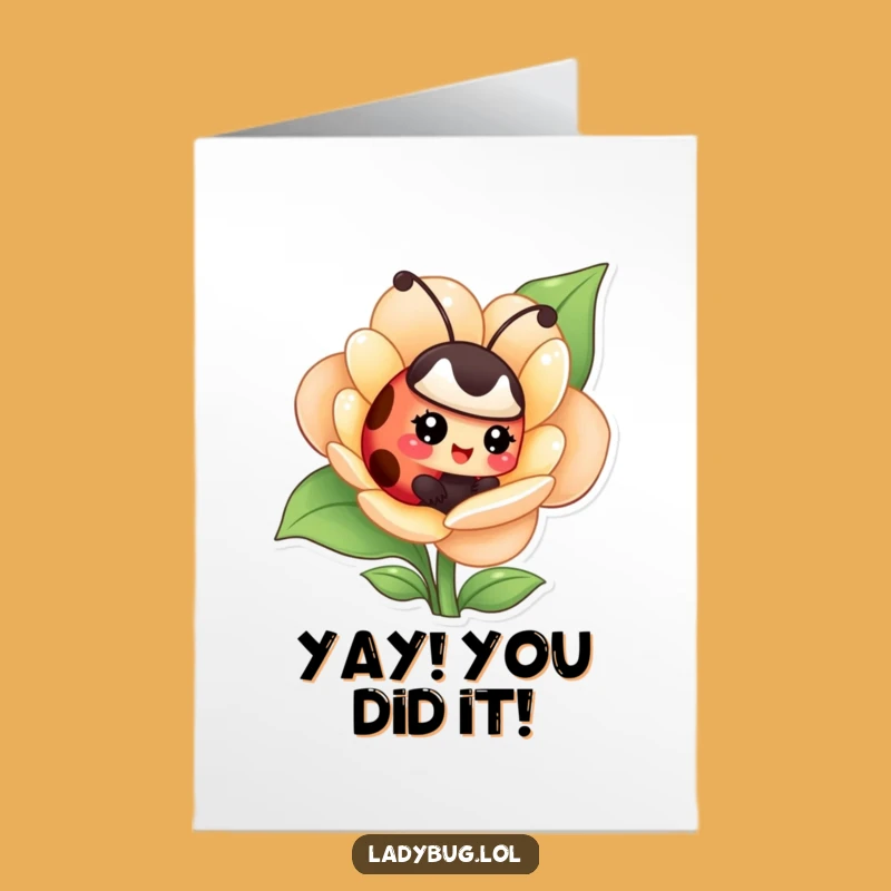 Free Printable Giggling Ladybug Congrats Card: Funny Downloadable for Joyful Achievements