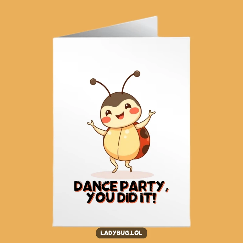 Free Printable Ladybug Congrats Card: Dancing Bug Downloadable for Celebrations