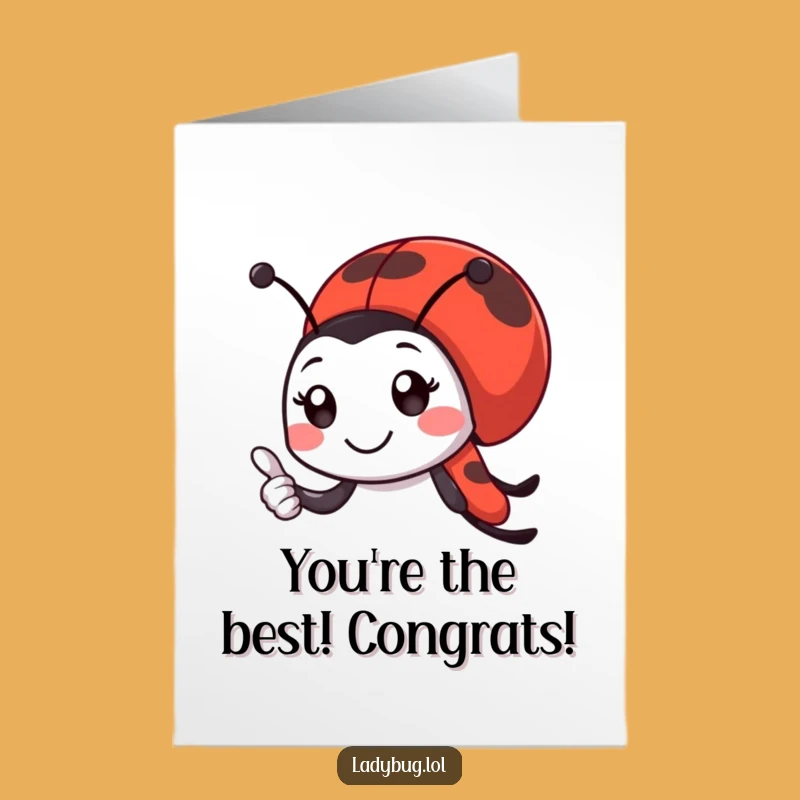 Free Printable Ladybug Thumbs-Up Congrats Card: Awesome Achievement Downloadable Gift