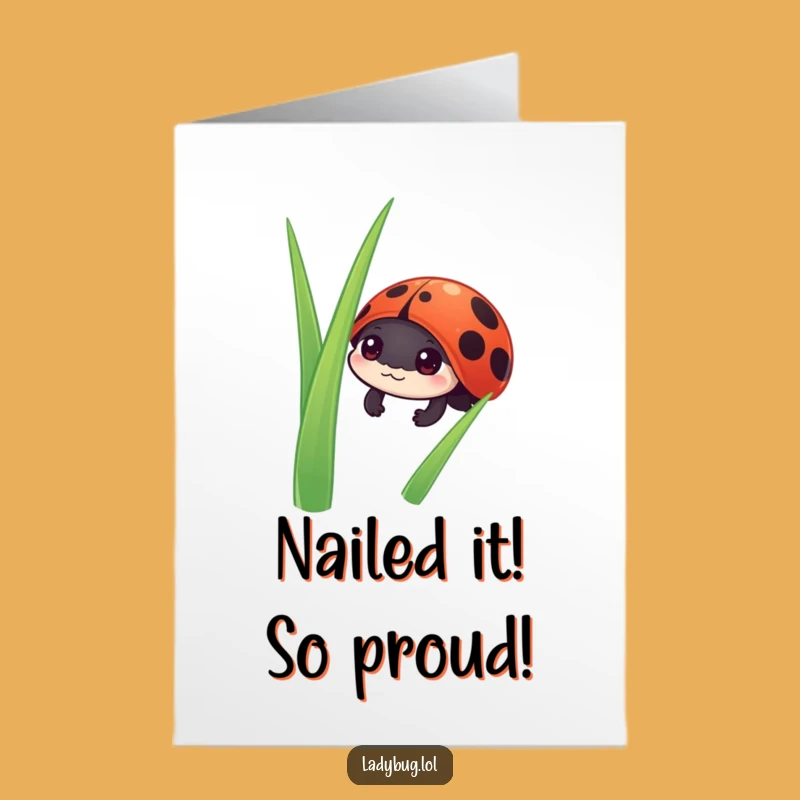 Free Printable Ladybug Congrats Card: Curious Peek, Humorous Downloadable for Success