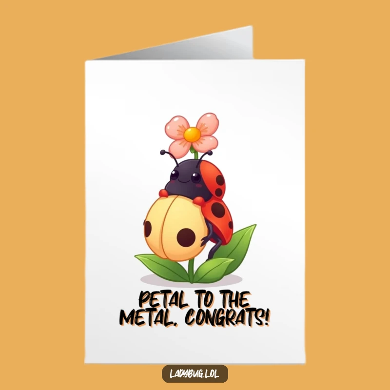 Free Printable Congrats Card: Ladybug Petal Balance, Humorous Downloadable Gift