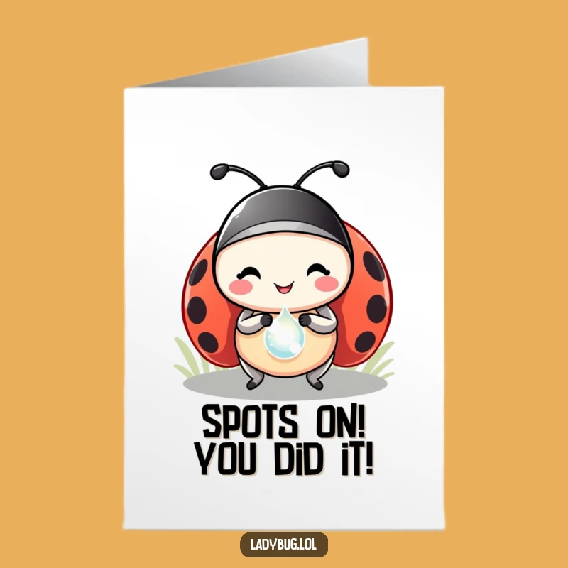 Free Printable Ladybug Congrats Card: Funny Dewdrop Prize Downloadable Gift