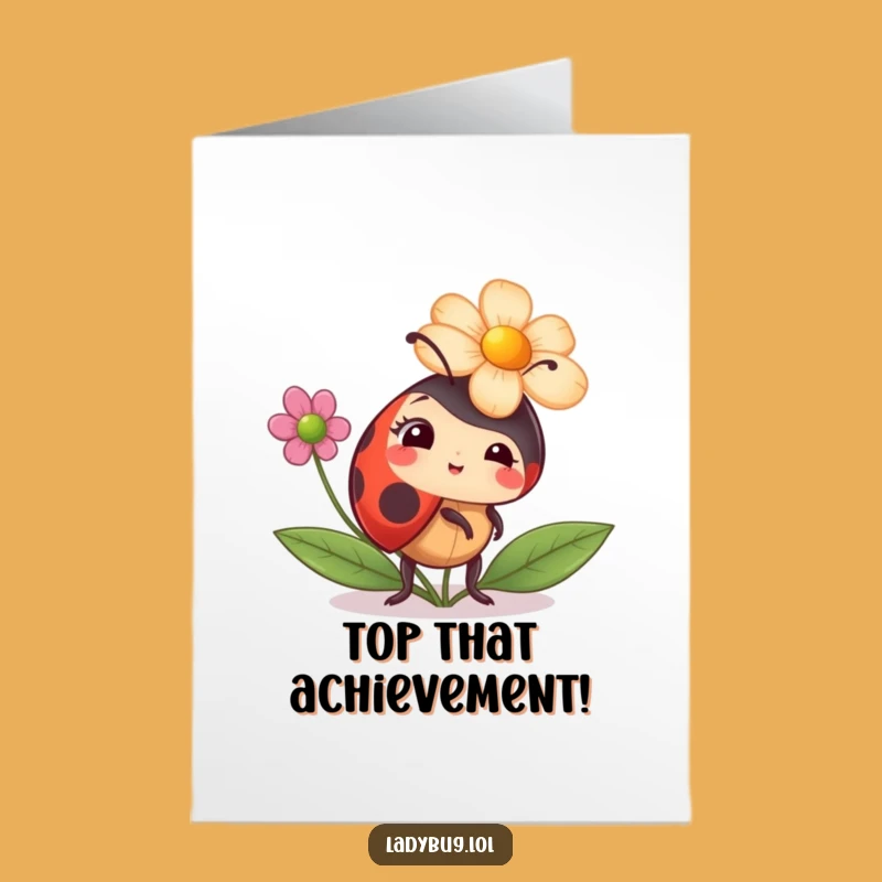 Free Printable Congrats Card: Ladybug Flower Hat Style - Humorous Downloadable Cheers