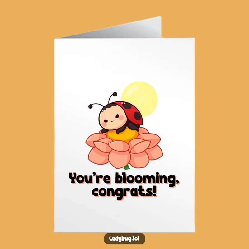Free Printable Congrats Card: Sunbathing Ladybug, Funny Downloadable for Celebrating Achievements