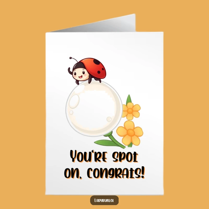 Free Printable Ladybug Congrats Card: Happy Dewdrop Wave Downloadable Gift for Cheers!