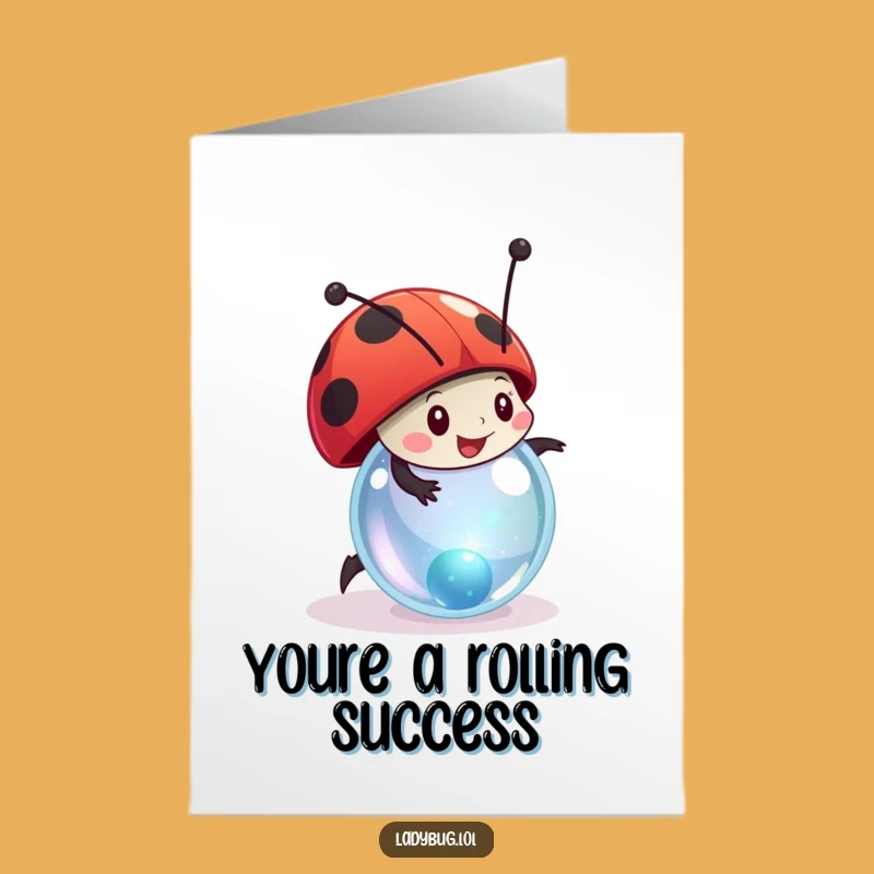 Free Printable Ladybug Congrats Card - Rolling Marble Downloadable Joyful Gift