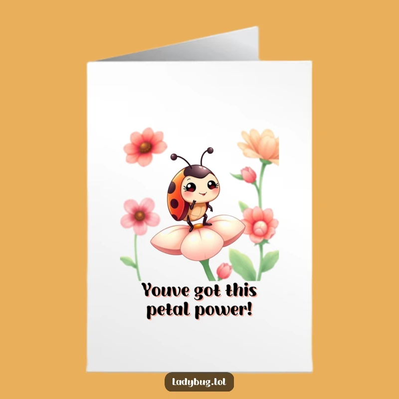 Free Printable Ladybug Congrats Card: Winking Flower Petal Downloadable Gift