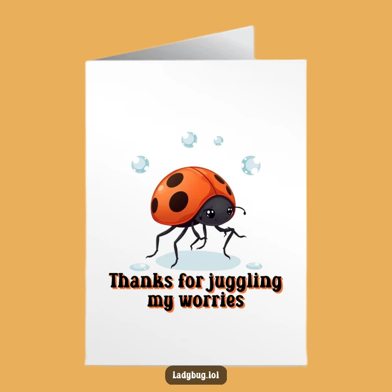 Free Printable Juggling Ladybug Thank You Card: Funny Downloadable Gift