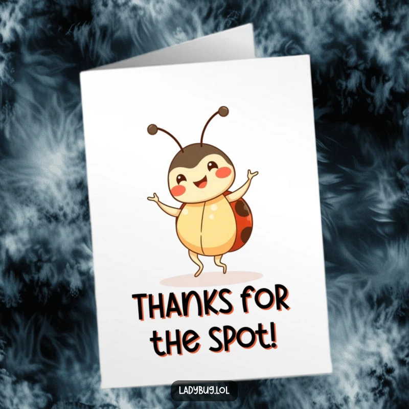 Funny Free Printable Ladybug Thank You Card: Happy ladybug dancing, perfect for expressing thanks.