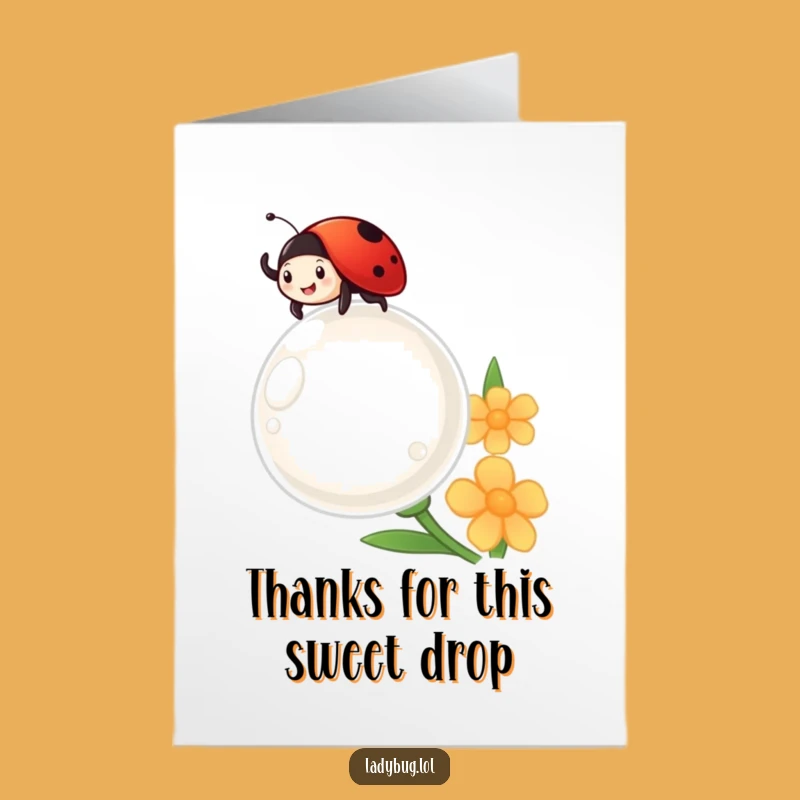 Free Printable Ladybug Thank You Card: Happy Dewdrop Wave Downloadable Gift for Thanks!