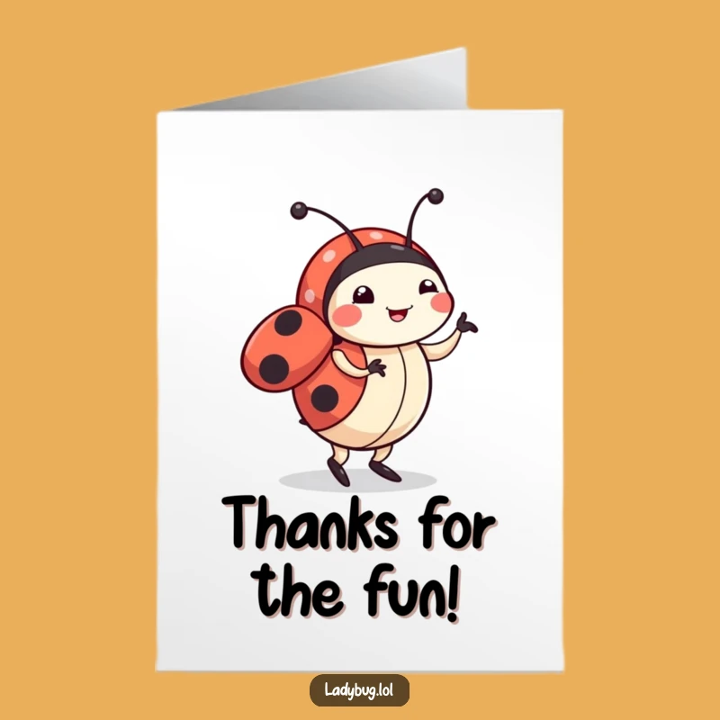Free Printable Thank You Card: Dancing Ladybug, Funny Downloadable for Showing Gratitude