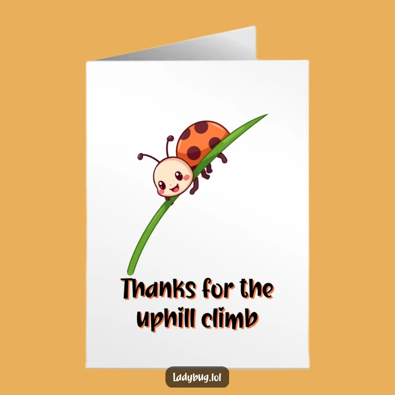Free Printable Thank You Card: Funny Ladybug Climbing - Grateful Downloadable Gift!