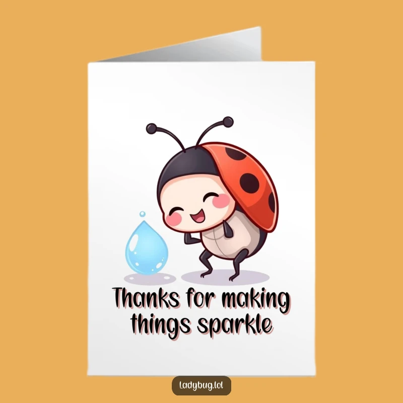 Free Printable Thank You Card: Funny Ladybug Dewdrop - Grateful Downloadable Gift!