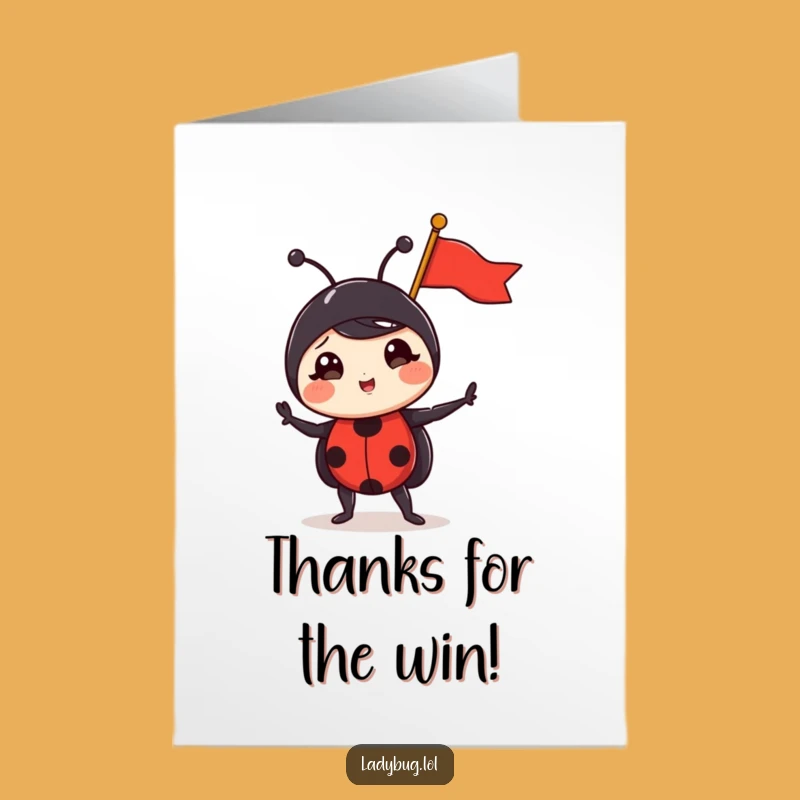Free Printable Thank You Card: Funny Ladybug Grateful Flag - Downloadable Appreciation