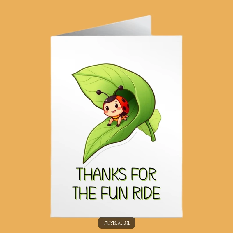 Free Printable Thank You Card: Funny Ladybug Sliding - Grateful Downloadable Gift!