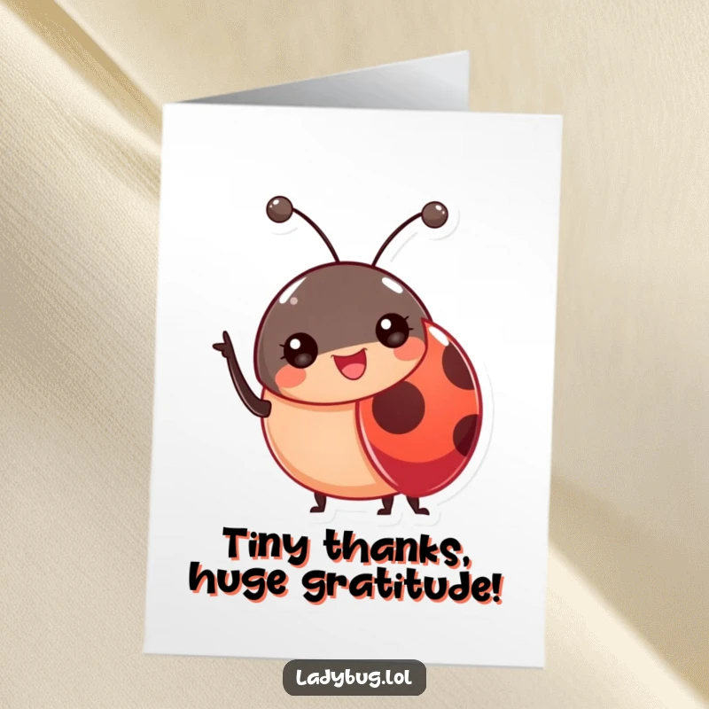 Funny Free Printable Thank You Card: A cheerful ladybug waving its tiny antennae to express thanks.