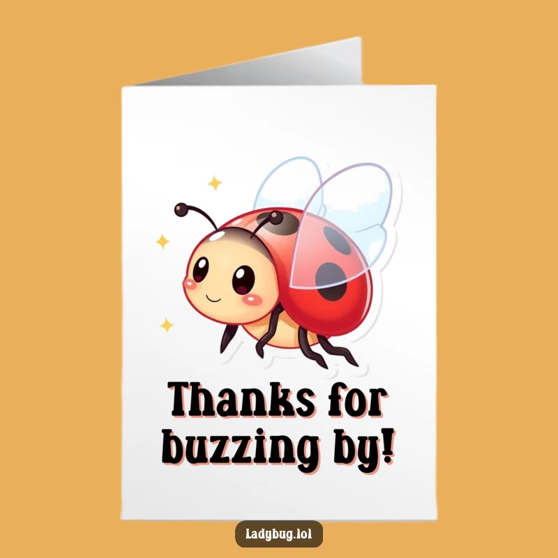 Free Printable Thank You Card Ladybug Flying Sparkle Downloadable Gift