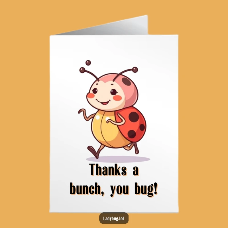 Free Printable Thank You Card: Ladybug Jogging Gratitude, Heartfelt Downloadable Gift