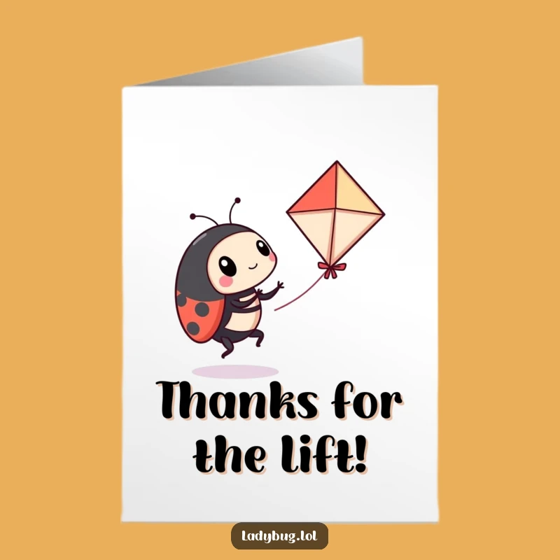 Free Printable Thank You Card: Ladybug Kite Thanks - Joyful Downloadable Appreciation