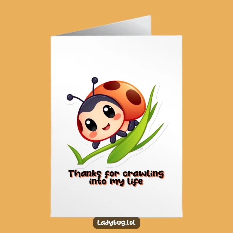 Free Printable Thank You Card: Ladybug Sliding - Grateful Downloadable Message