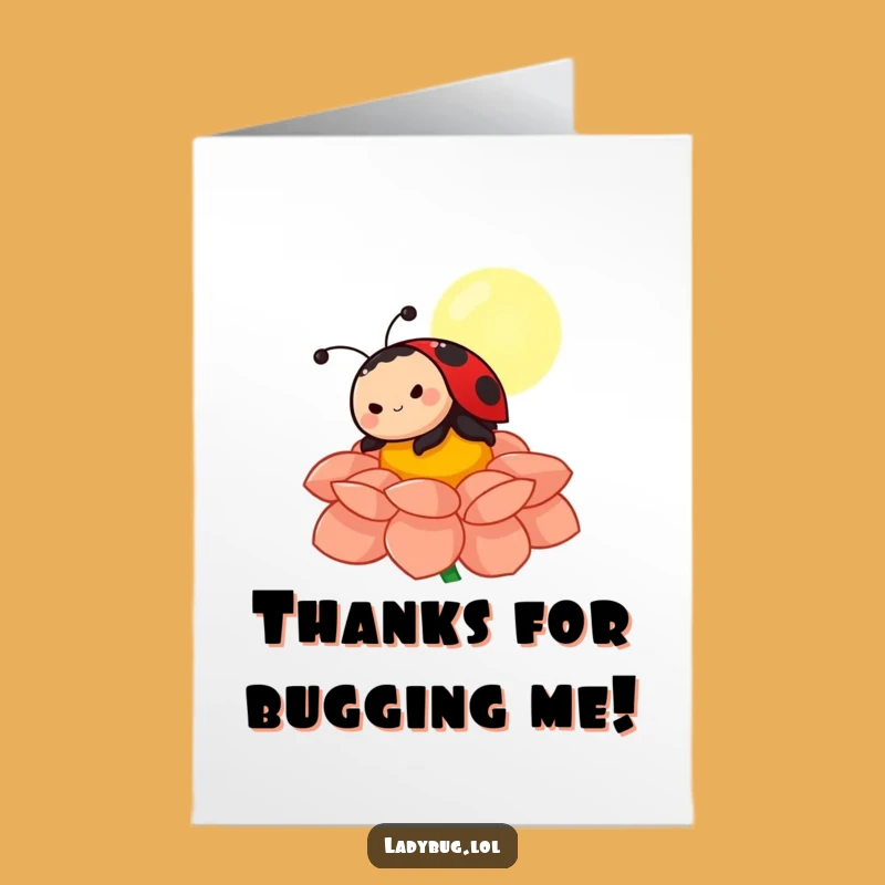 Free Printable Thank You Card: Sunbathing Ladybug, Funny Downloadable for Expressing Gratitude