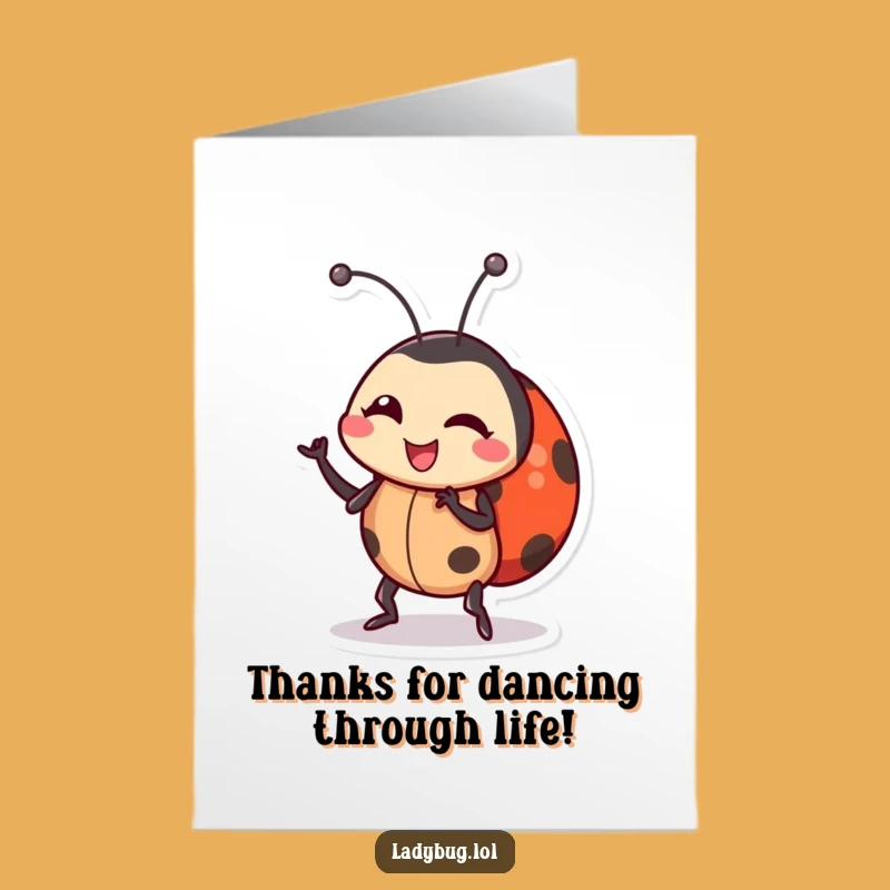 Free Printable Thank You Card: Witty Ladybug Dance Grateful Downloadable Gesture