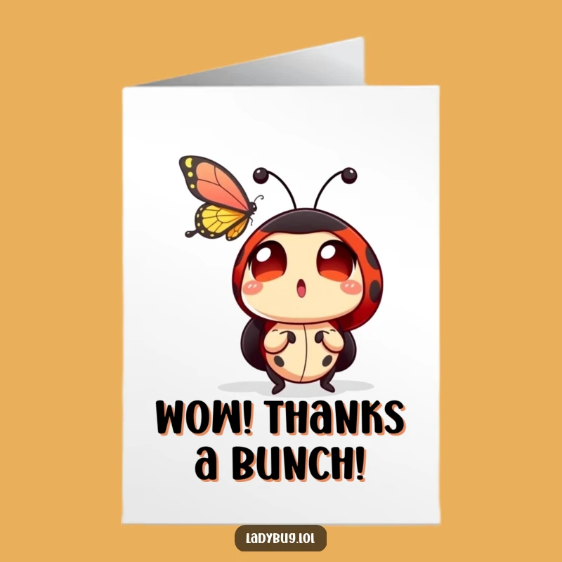 Free Printable Thank You Card: Wondering Ladybug & Butterfly Funny Gesture