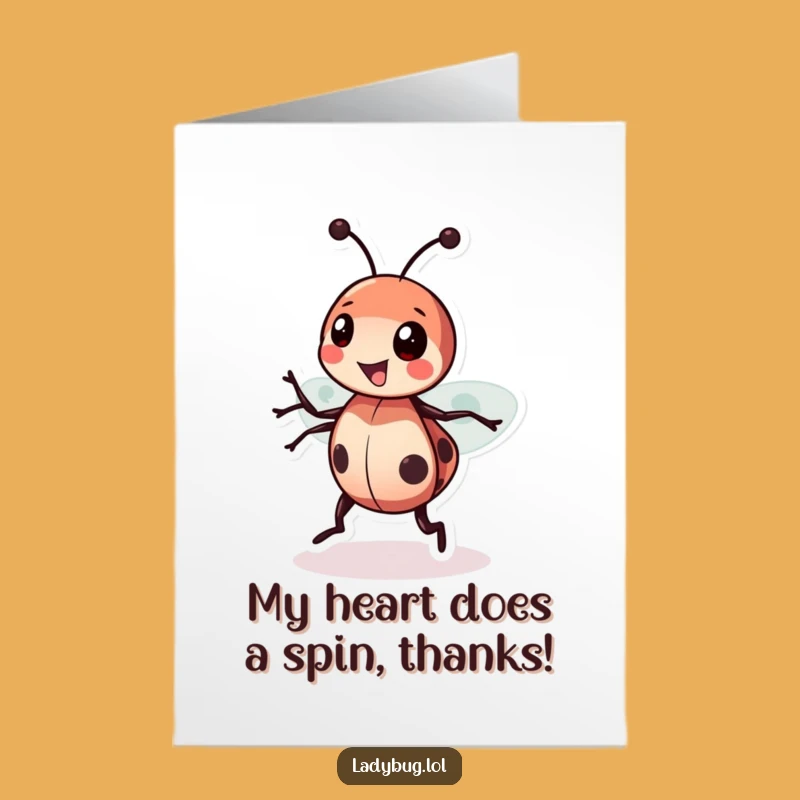 Free Printable Thank You Card: Ladybug Happy Spin - Grateful Downloadable Gift